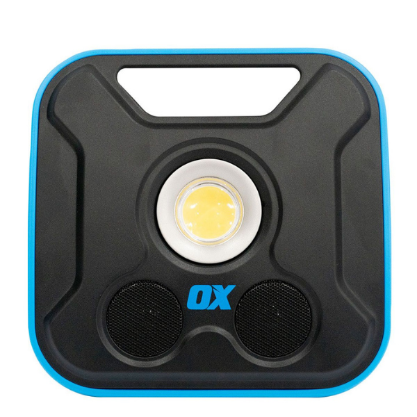 OX PRO 2300 LUMEN LED WORK LIGHT WITH INBUILT WIRELESS SPEAKERS – RECHARGEABLE