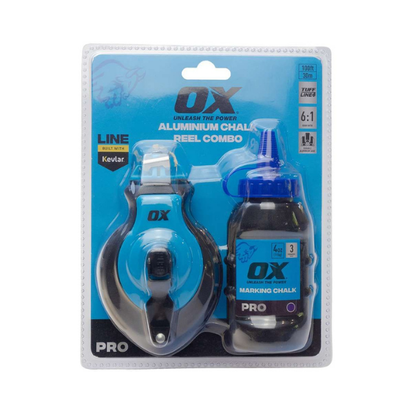 OX PRO ALUMINIUM KEVLAR CHALK LINE REEL AND REFILL